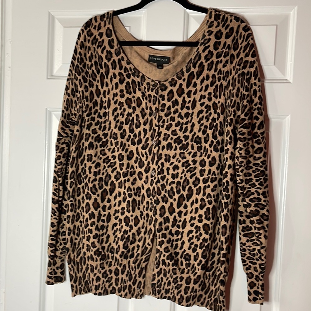 Lane Bryant Animal Print Soft Knit Cardigan